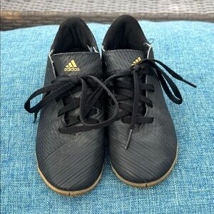 Adidas Black indoor soccer Cleats with Gold Accents